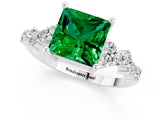 White gold Princess Cut Diamond Cluster Pavé Band with Four-Prong Setting_21