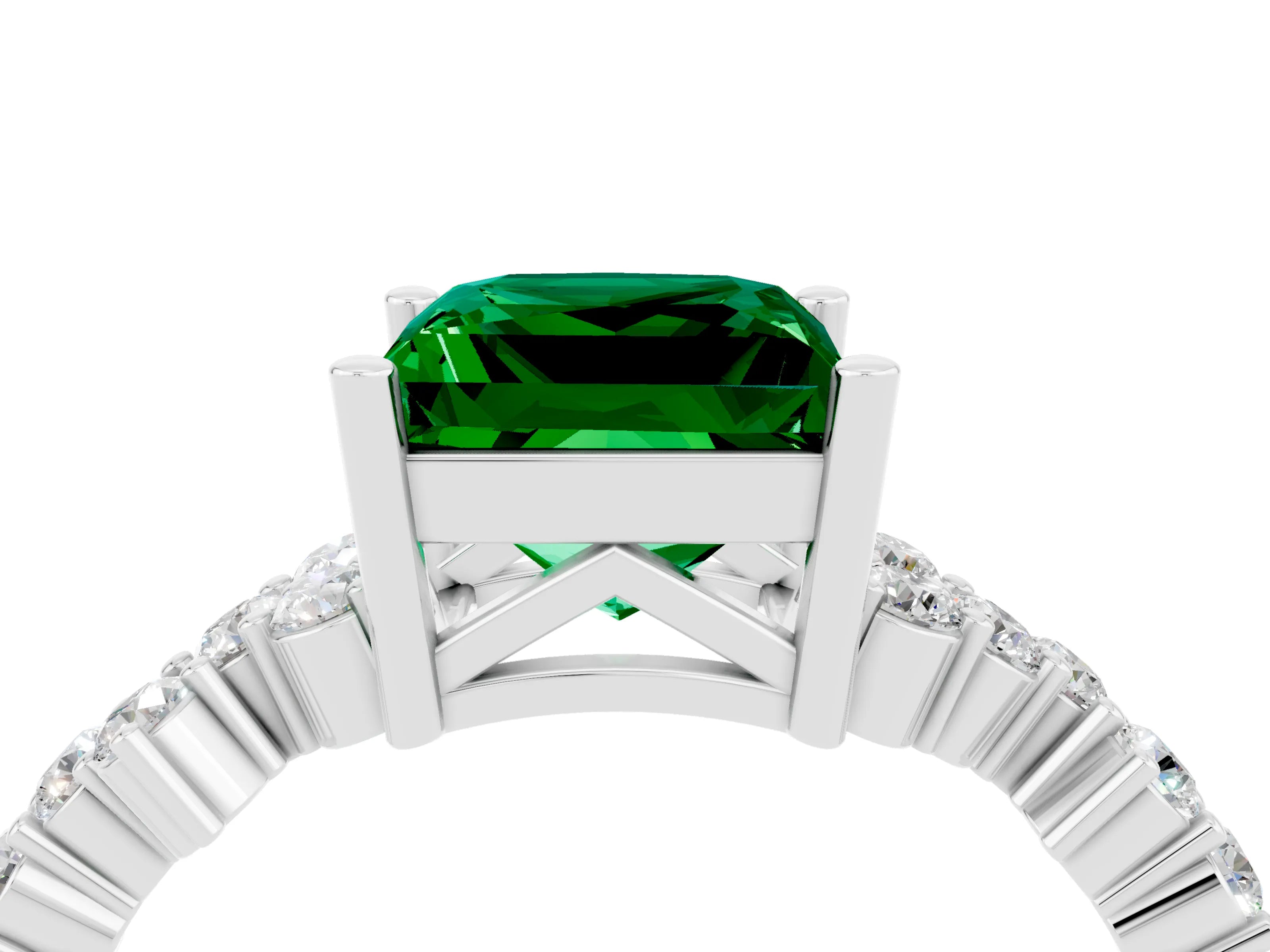 White gold Princess Cut Diamond Cluster Pavé Band with Four-Prong Setting_22