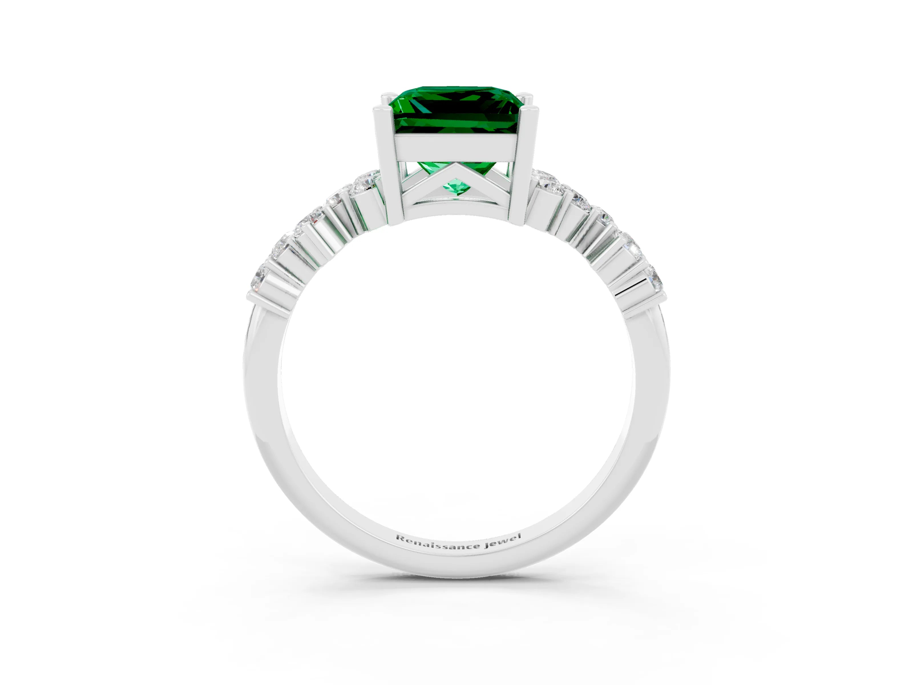 White gold Princess Cut Diamond Cluster Pavé Band with Four-Prong Setting_23