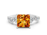 White gold Princess Cut Diamond Cluster Pavé Band with Four-Prong Setting
