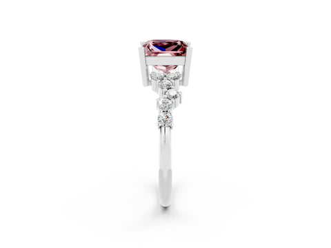 White gold Princess Cut Diamond Cluster Pavé Band with Four-Prong Setting_2
