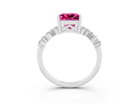 White gold Princess Cut Diamond Cluster Pavé Band with Four-Prong Setting_3