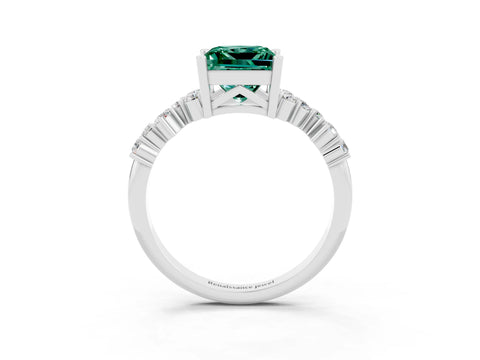 White gold Princess Cut Diamond Cluster Pavé Band with Four-Prong Setting_3