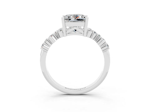 White gold Princess Cut Diamond Cluster Pavé Band with Four-Prong Setting_3