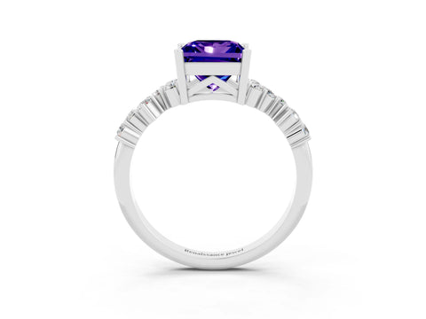 White gold Princess Cut Diamond Cluster Pavé Band with Four-Prong Setting_3
