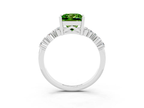 White gold Princess Cut Diamond Cluster Pavé Band with Four-Prong Setting_3