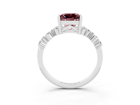 White gold Princess Cut Diamond Cluster Pavé Band with Four-Prong Setting_3