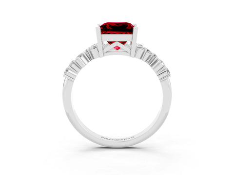 White gold Princess Cut Diamond Cluster Pavé Band with Four-Prong Setting_3