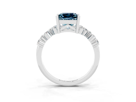 White gold Princess Cut Diamond Cluster Pavé Band with Four-Prong Setting_3