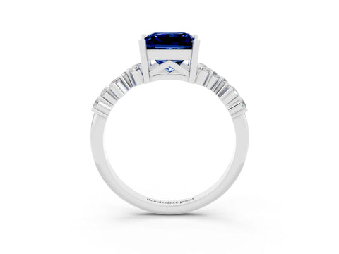 White gold Princess Cut Diamond Cluster Pavé Band with Four-Prong Setting_3