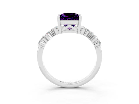 White gold Princess Cut Diamond Cluster Pavé Band with Four-Prong Setting_3
