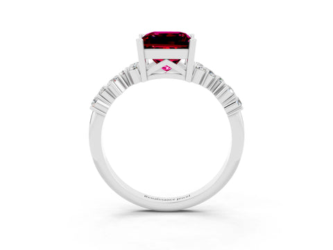 White gold Princess Cut Diamond Cluster Pavé Band with Four-Prong Setting_3