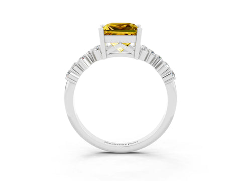 White gold Princess Cut Diamond Cluster Pavé Band with Four-Prong Setting_3