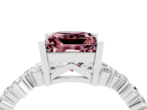 White gold Princess Cut Diamond Cluster Pavé Band with Four-Prong Setting_4