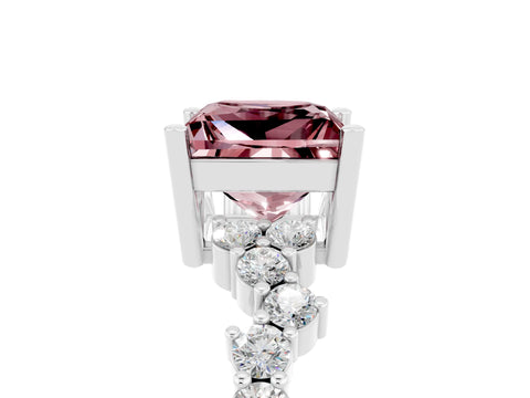 White gold Princess Cut Diamond Cluster Pavé Band with Four-Prong Setting_5