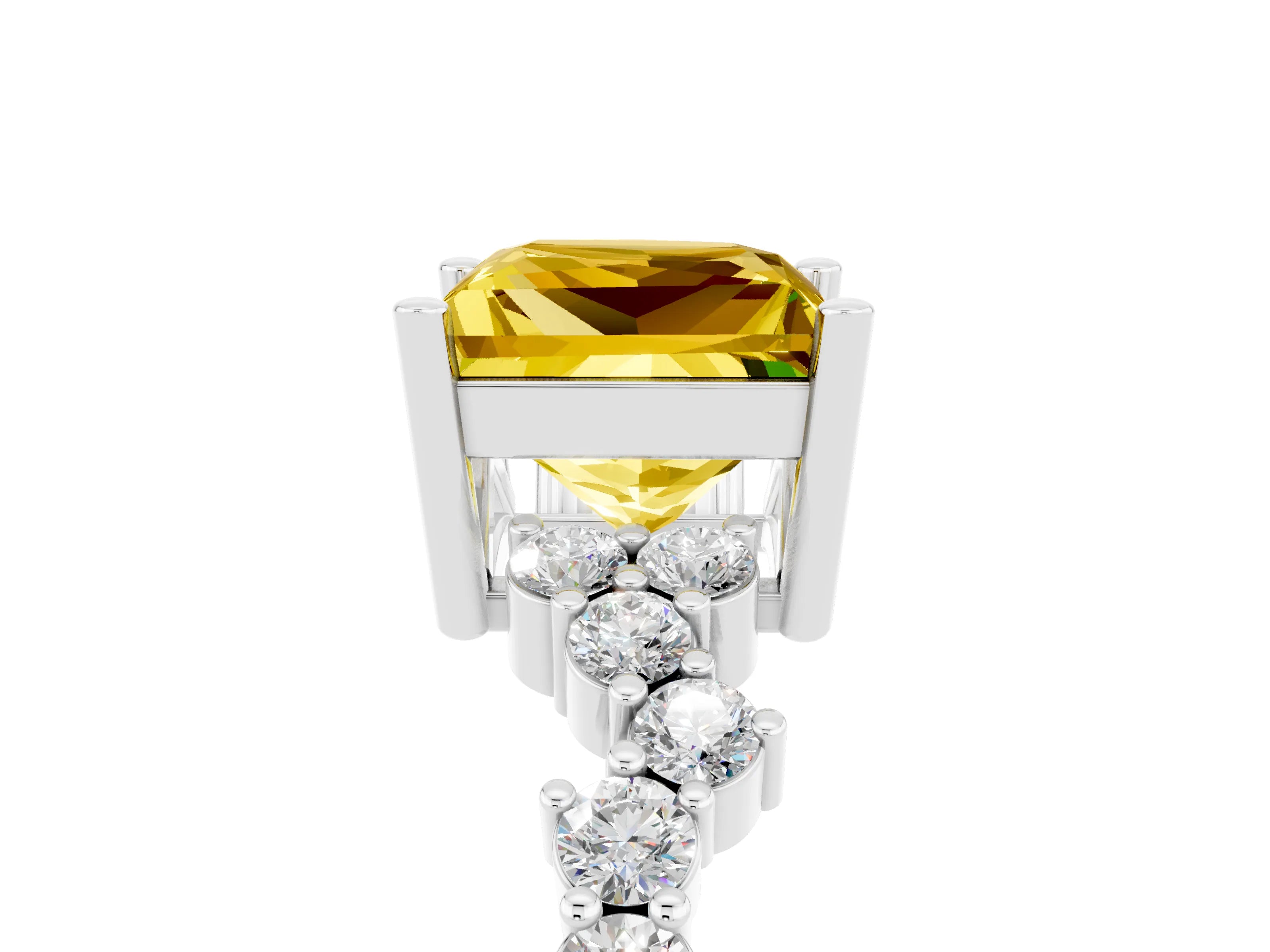 White gold Princess Cut Diamond Cluster Pavé Band with Four-Prong Setting_5