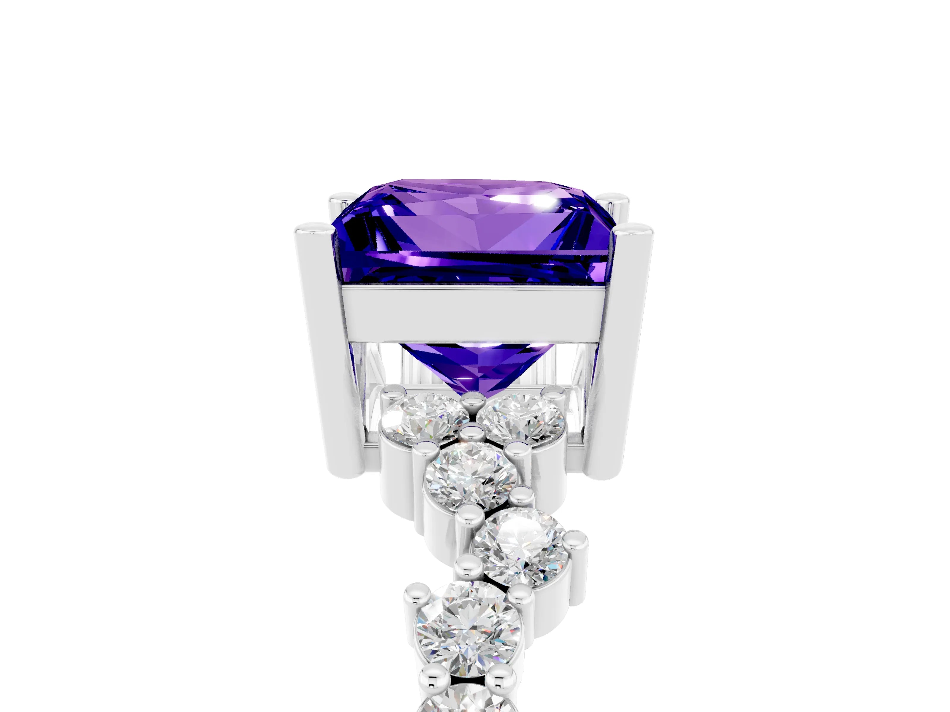 White gold Princess Cut Diamond Cluster Pavé Band with Four-Prong Setting_5