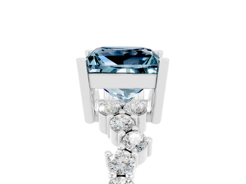 White gold Princess Cut Diamond Cluster Pavé Band with Four-Prong Setting_5