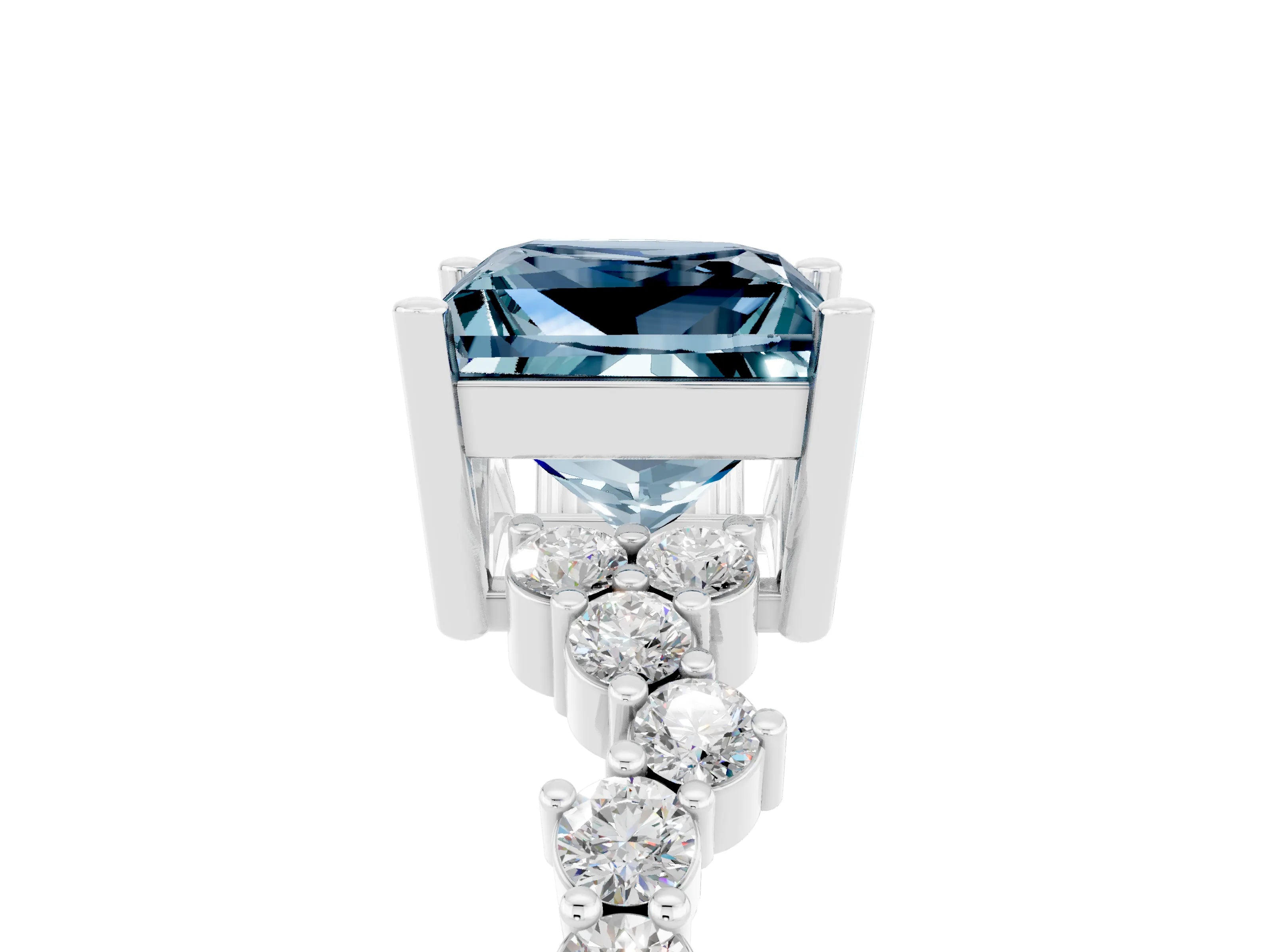 White gold Princess Cut Diamond Cluster Pavé Band with Four-Prong Setting_5