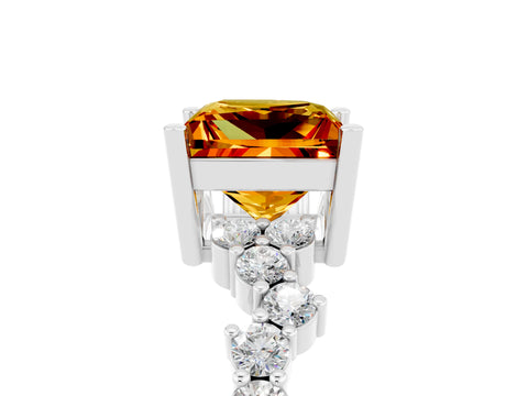 White gold Princess Cut Diamond Cluster Pavé Band with Four-Prong Setting_5
