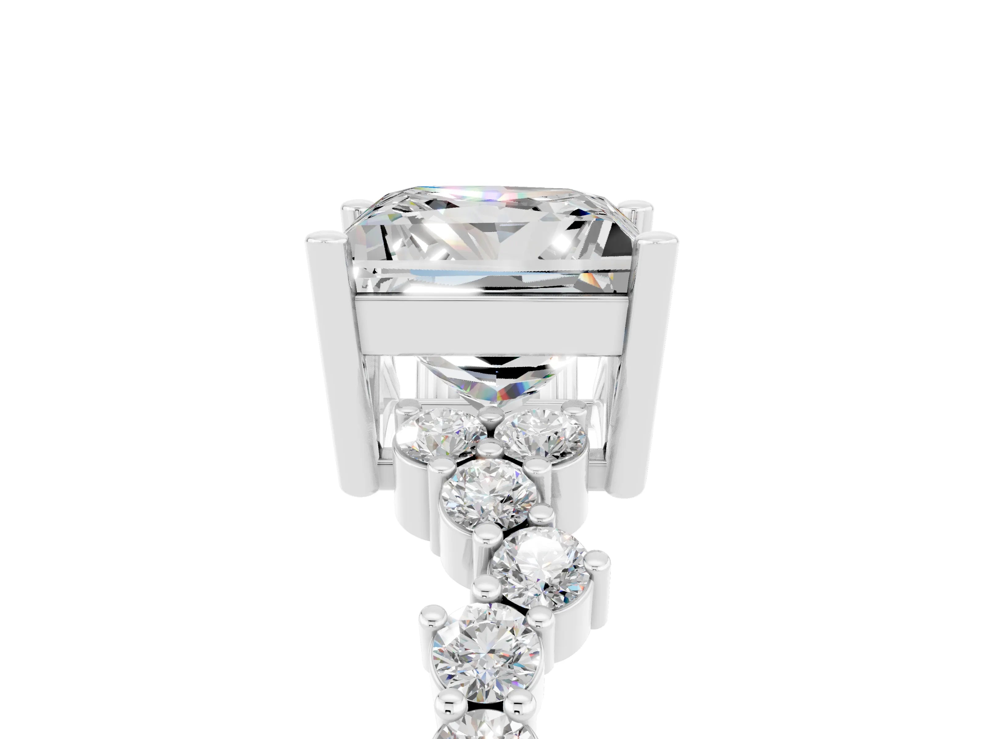 White gold Princess Cut Diamond Cluster Pavé Band with Four-Prong Setting_5