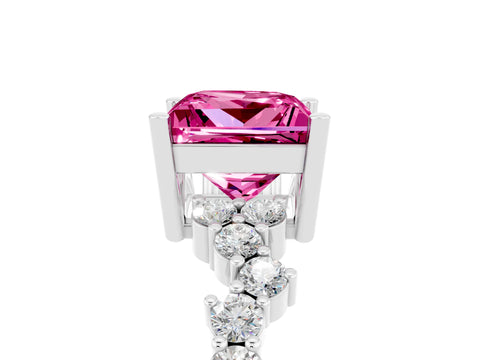 White gold Princess Cut Diamond Cluster Pavé Band with Four-Prong Setting_5