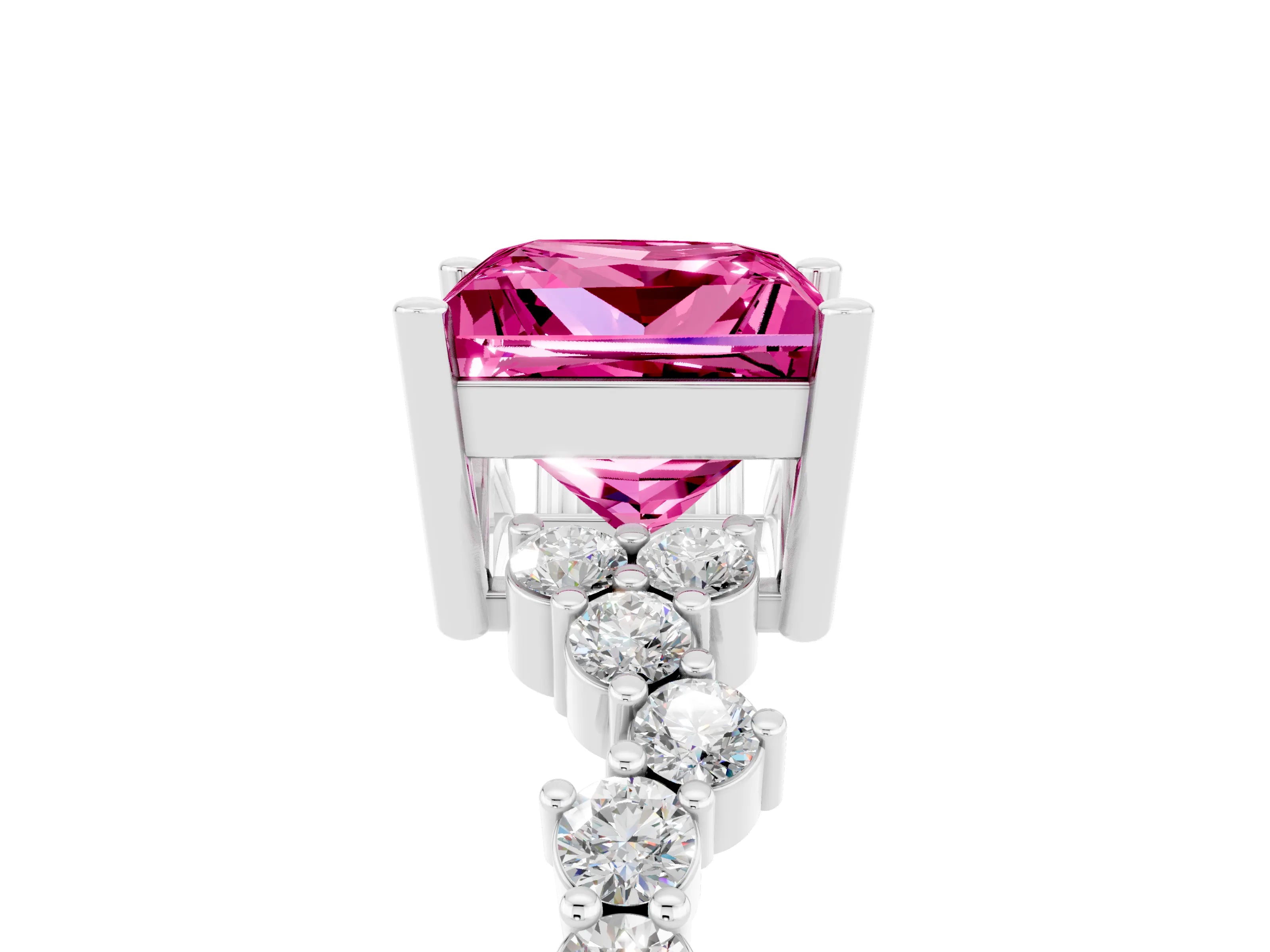 White gold Princess Cut Diamond Cluster Pavé Band with Four-Prong Setting_5