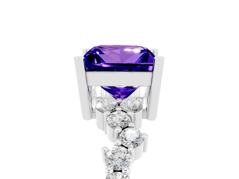 White gold Princess Cut Diamond Cluster Pavé Band with Four-Prong Setting_5