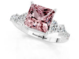 White gold Princess Cut Diamond Cluster Pavé Band with Four-Prong Setting_7