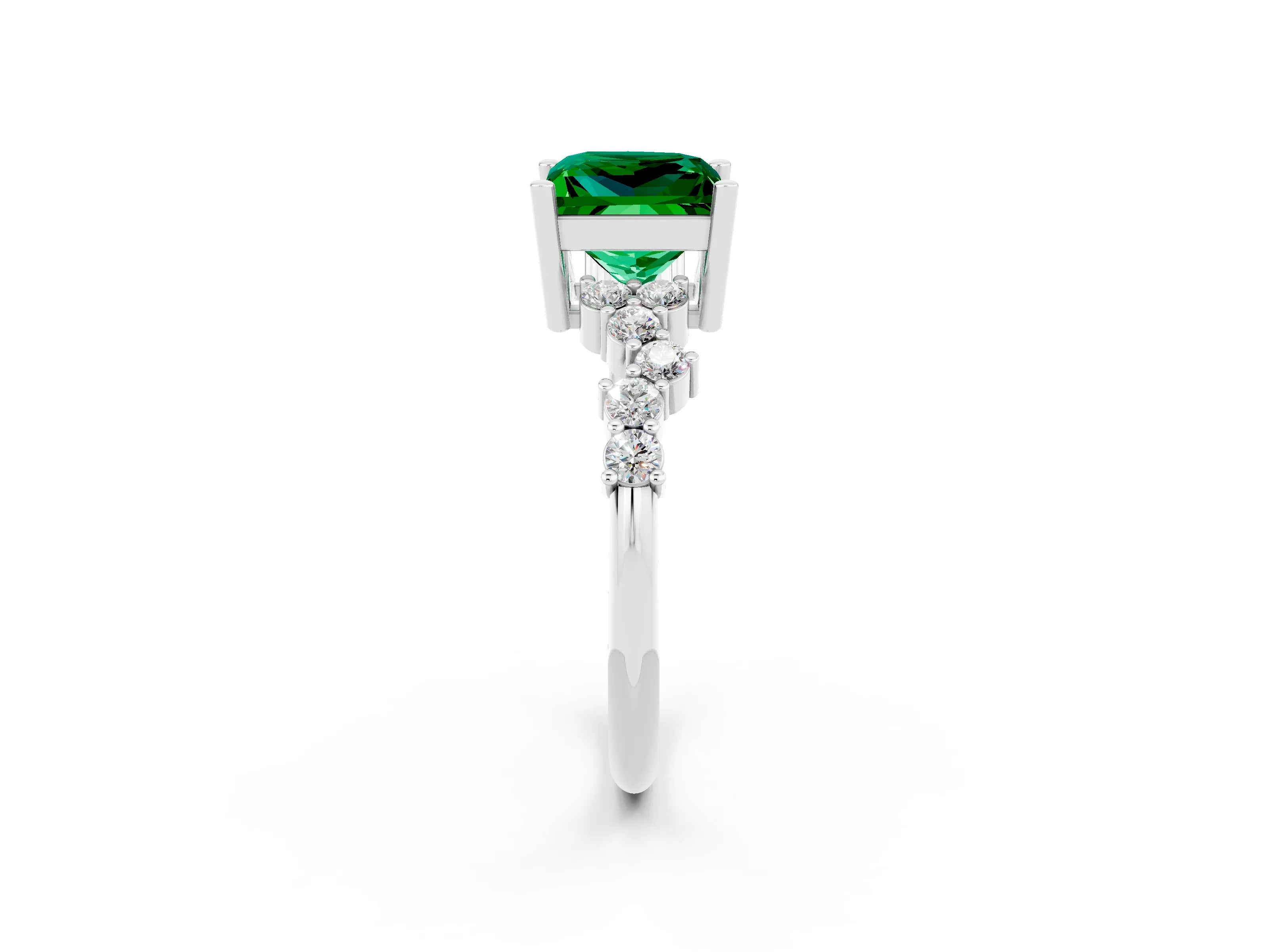 White gold Princess Cut Diamond Cluster Pavé Band with Four-Prong Setting_8