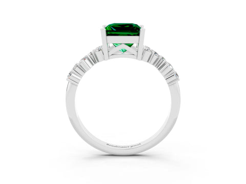 White gold Princess Cut Diamond Cluster Pavé Band with Four-Prong Setting_9