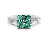 White gold Princess Cut Diamond Cluster Pavé Band with Four-Prong Setting