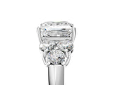 White gold Princess Cut Diamond Cluster Ring with Round Accent Stones and Prong Setting on a Classic Band_102