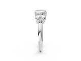 White gold Princess Cut Diamond Cluster Ring with Round Accent Stones and Prong Setting on a Classic Band_93