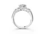 White gold Princess Cut Diamond Cluster Ring with Round Accent Stones and Prong Setting on a Classic Band_99