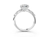 Silver 0.41 Carat E VS1 Princess Diamond Cluster Side Stone Solitaire Ring with Prong Setting