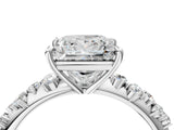 Silver 0.41 Carat E VS1 Princess Diamond Cluster Side Stone Solitaire Ring with Prong Setting