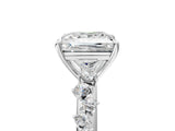Silver 0.41 Carat E VS1 Princess Diamond Cluster Side Stone Solitaire Ring with Prong Setting