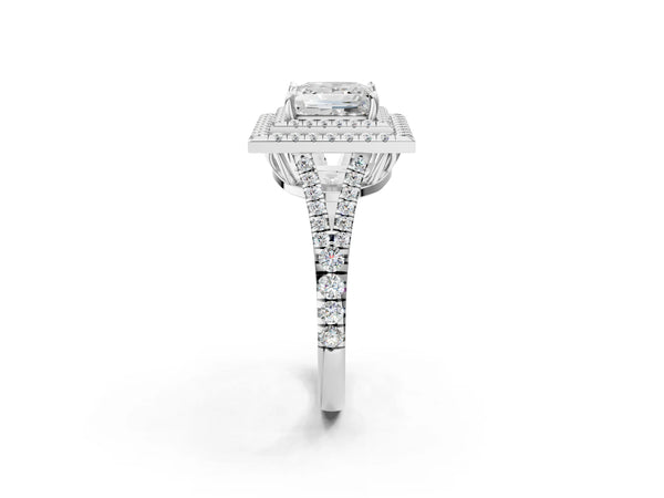 Platinum Princess Cut Stacked Double Halo Engagement Ring Setting