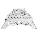 White gold Princess Cut Diamond Double Halo Ring with Pavé Band and Prong Setting_148