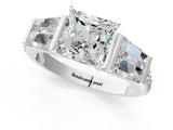 White gold Princess Cut Diamond Engagement Ring with Baguette Side Stones and Channel Set Band_41