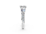 White gold Princess Cut Diamond Engagement Ring with Baguette Side Stones and Channel Set Band_42