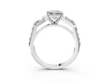 White gold Princess Cut Diamond Engagement Ring with Baguette Side Stones and Channel Set Band_43