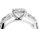 White gold Princess Cut Diamond Engagement Ring with Baguette Side Stones and Channel Set Band_44