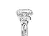 White gold Princess Cut Diamond Engagement Ring with Bezel Set Round Side Stones and Prong Setting_100