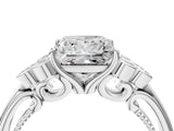 White gold Princess Cut Diamond Engagement Ring with Bezel Set Round Side Stones and Prong Setting_95