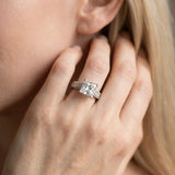White gold Princess Cut Diamond Engagement Ring with Milgrain Channel Set Band and Prong Setting_160