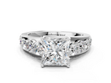 White gold Princess Cut Diamond Engagement Ring with Pavé Band and Four-Prong Setting_65