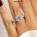White gold Princess Cut Diamond Engagement Ring with Pavé Band and Four-Prong Setting_84