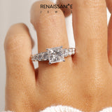 White gold Princess Cut Diamond Engagement Ring with Pavé Band and Four-Prong Setting_89